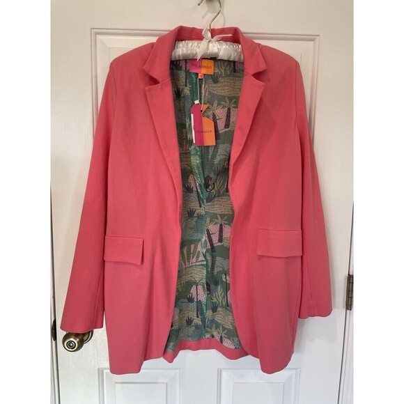 Vilagallo Blazer Womens Size 42 Pink Tweed Knit Jacket  NEW With Tags - Picture 1 of 11